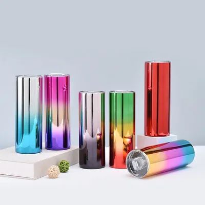 600 ml de cerveza rojo metálico personalizado 20 oz de acero inoxidable tumbler delgado sublimación de vino tumblers ejecutivo espejo de agua de cromo taza cuerpo recto