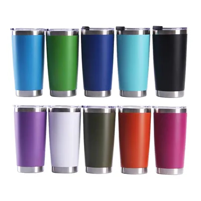 Venta al por mayor 20 oz doble pared vacío aislado tumbler de acero inoxidable coche viaje tazas de café con tapas