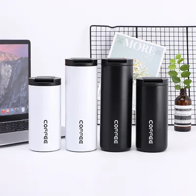 Taza de café aislada 14 oz, 4 paquetes de viajes de café tumbler, Taza de café aislada al vacío con tapa de tornillo a prueba de fugas Taza de café para hombres y mujeres para bebidas calientes y frías