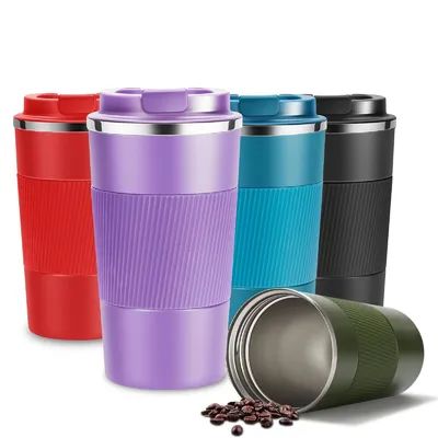 12 oz Taza de café aislada con tapa a prueba de fugas Tumbler de café con tapa de sello Vacuo de acero inoxidable para té de café helado caliente
