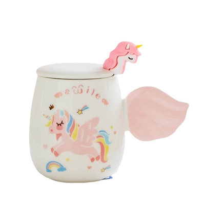 Taza de unicornio de cerámica con base calefactora USB de 300 ml