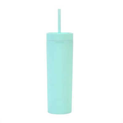 Multicolor Slimny Tumblers con tapas y pajillas 12 Pack 16oz Double Wall Acrylic Tumbler Tall Matte Skinny Tumblers a granel con limpiador de paja gratis Reutilizable