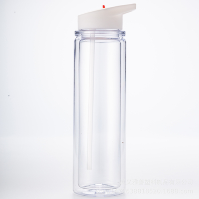 Botella de agua de doble capa con mango en pañuelo, botella de agua deportiva portátil con capa media para insertar Botella de agua RAS Certificada por GRS