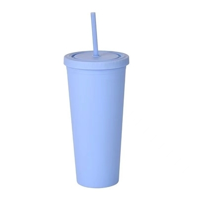 Colorido 450/650ml Color dulce Doble aislado Tumblers plástico acrílico Mat Tumbler con paja vacío sellado aislamiento a prueba de salpicaduras diseño