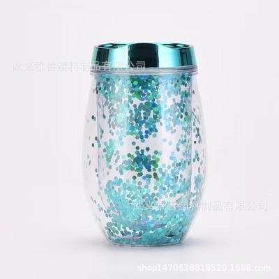 Vaso de vino en forma de U de 12 oz de Amazon, huevera, taza de plástico portátil de doble capa, taza para beber agua al aire libre