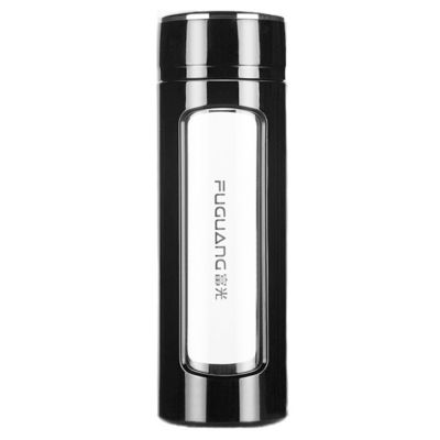 Elegante botella de agua de vidrio de doble capacidad portátil infusora de té polivalente de 400 ml Impresión de logotipo personalizado botella de vidrio a prueba de fugas como regalo