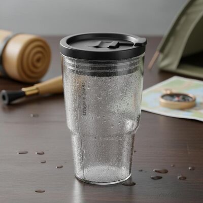 Slide Closure Plastic Tumbler Double Wall Insulated Container Designed For Travel Camping And Daily Hydration